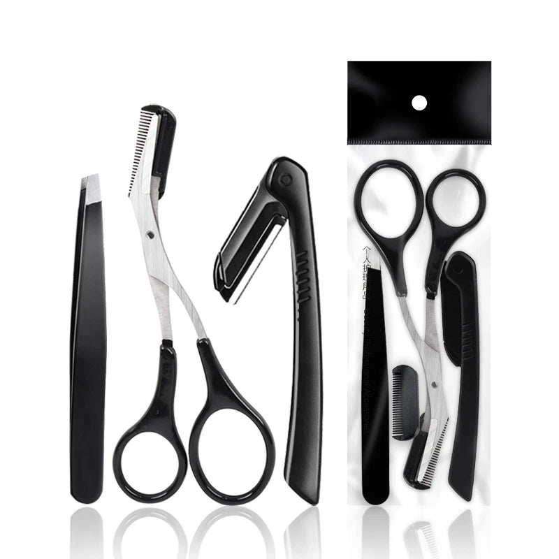 LAQTA eyebrow trimmer set with precision blades and grooming accessories for shaping and maintaining eyebrows.