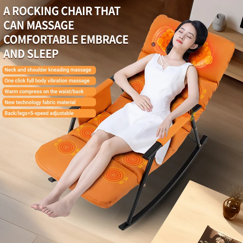 LAQTA Smart Leisure rocking massage chair with plush upholstery and ergonomic design for relaxation and comfort.