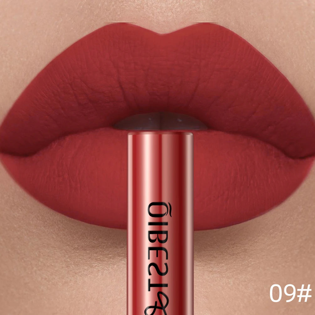 LAQTA matte liquid lipstick in a sleek tube, showcasing smooth, vibrant color and applicator tip for precise application