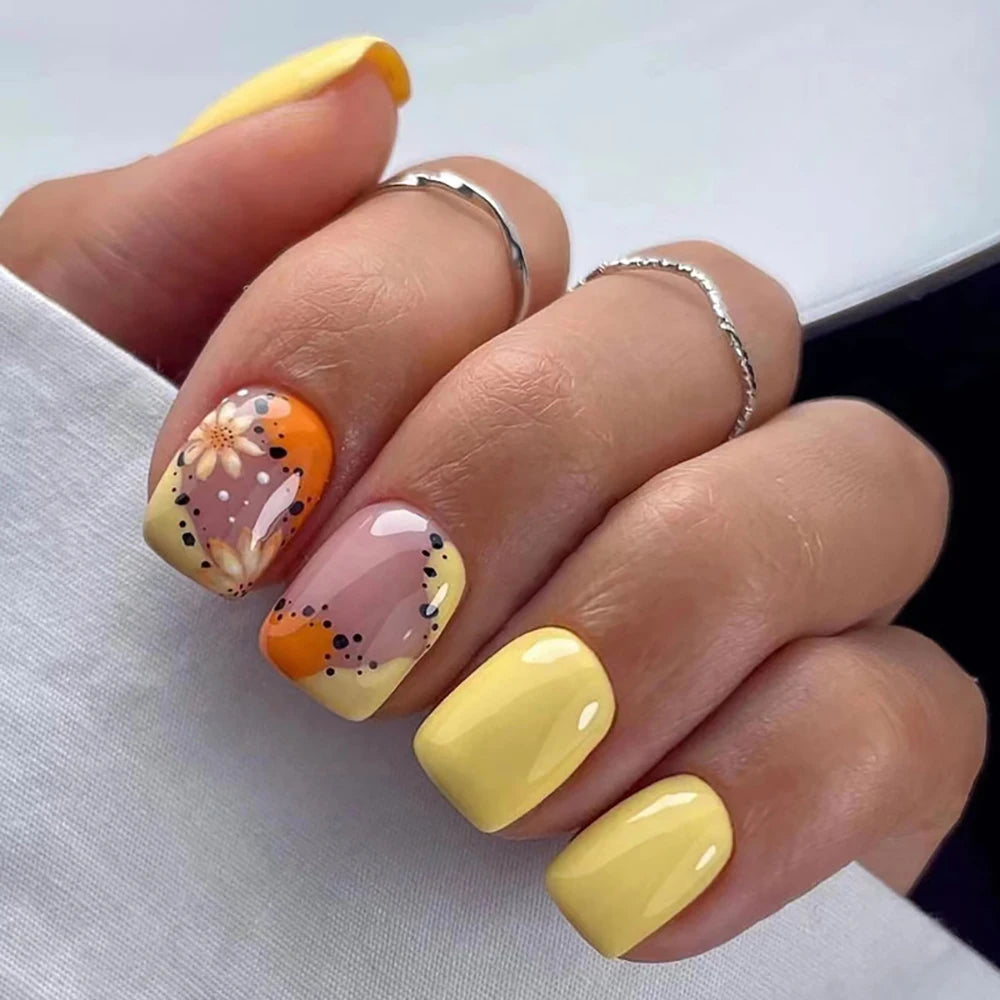Set of 24 short, square-shaped LAQTA nail tips for natural-looking manicure and nail art application.