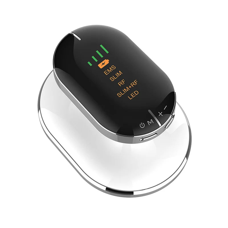 LAQTA EMS and RF radio frequency body slimming machine with control panel and treatment heads for non-invasive fat reduction.