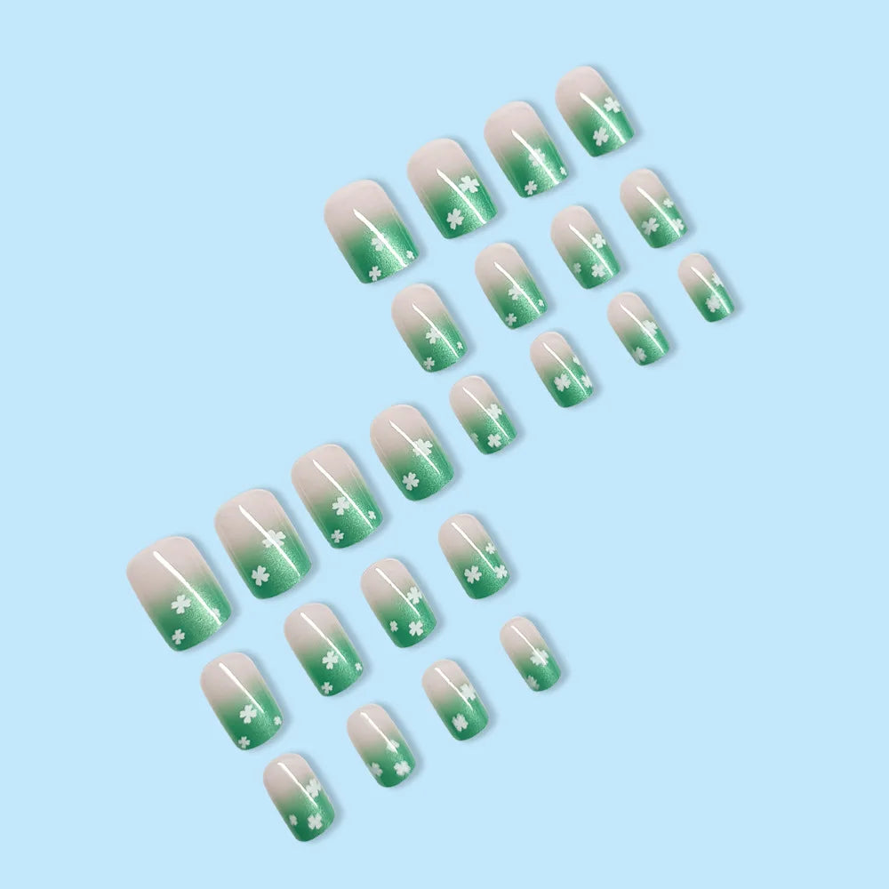 Set of 24 short square-shaped nail tips from LAQTA, displayed in a clear, organized arrangement.