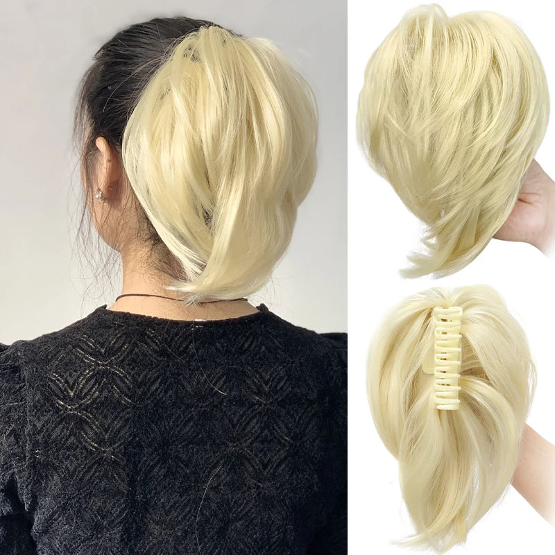 LAQTA messy bun hair clip for women, stylish hair accessory holding a casual bun in a natural hairstyle.