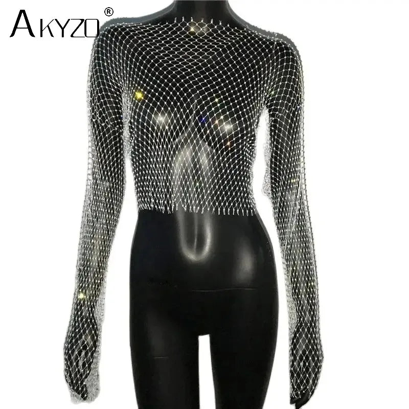 Elegant autumn women's sexy see-through dress by LAQTA with stylish design, perfect for fall occasions.