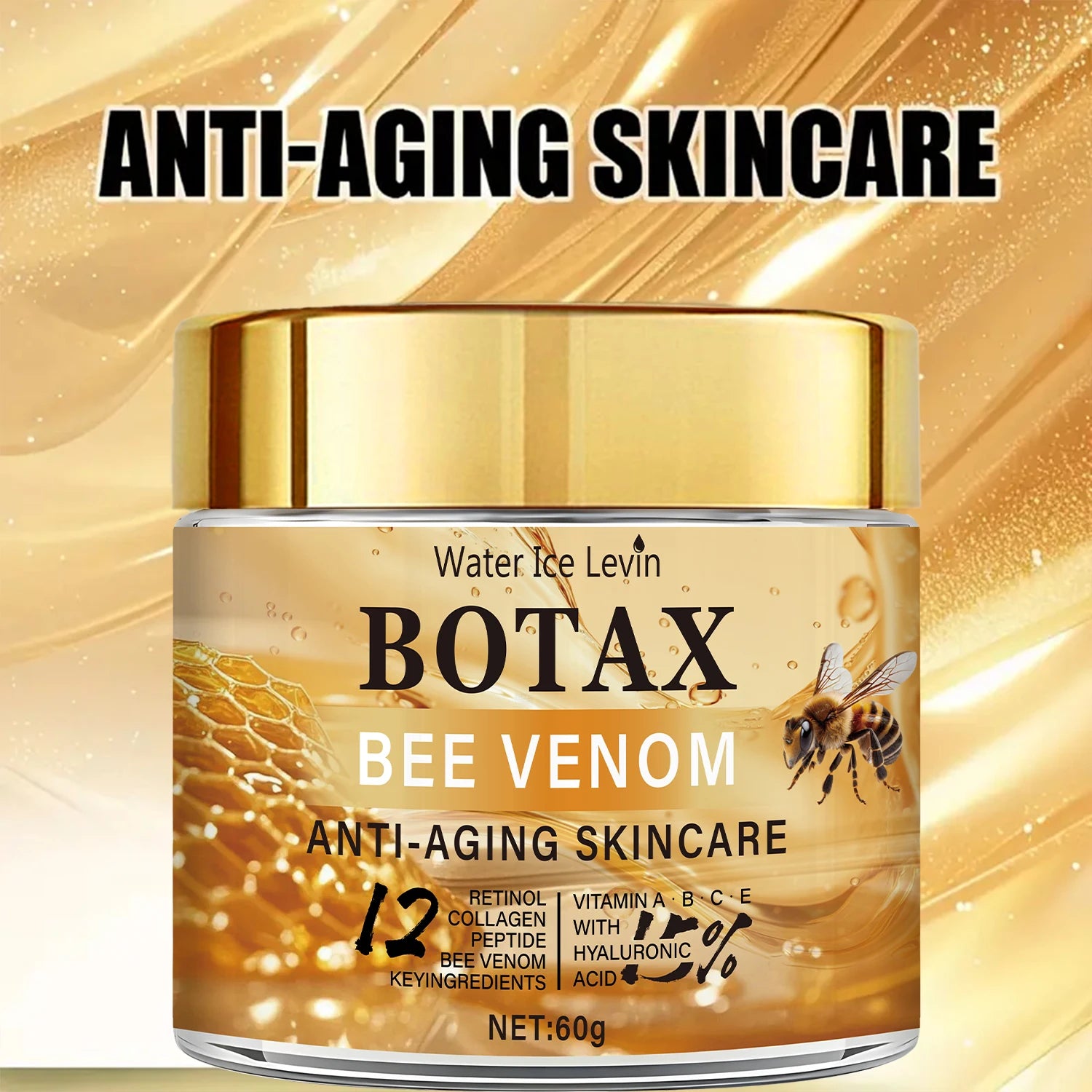 LAQTA Botax Bee Venom Cream jar with label, showcasing the skincare product in a close-up shot.