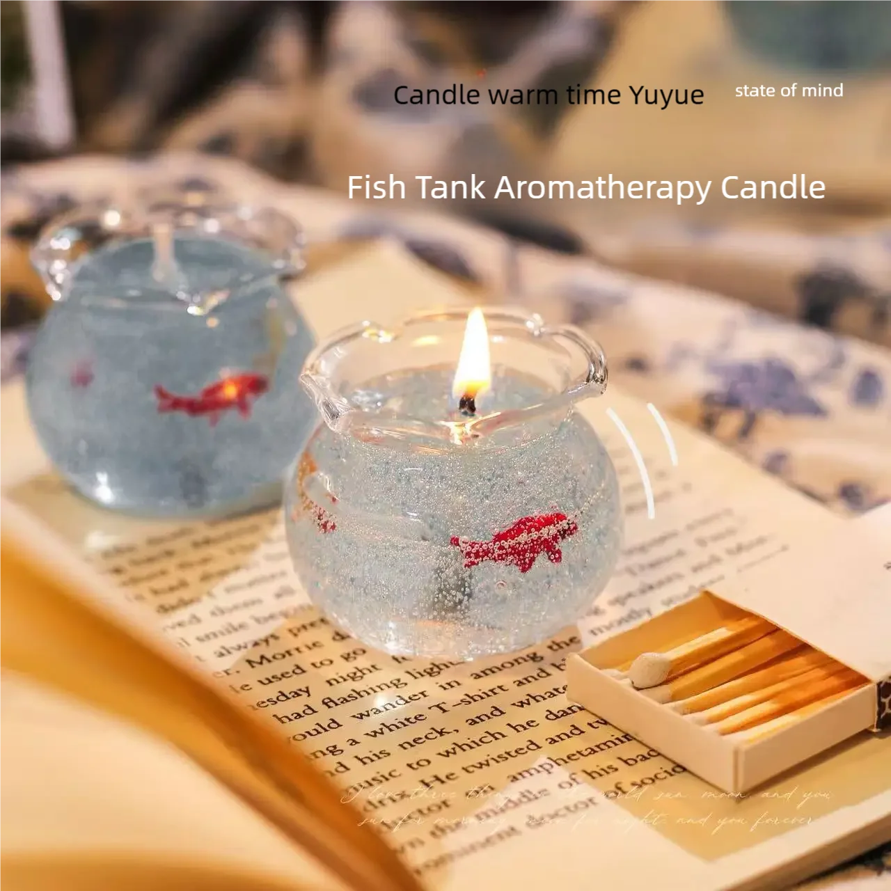 LAQTA Bubble Fish Tank Goldfish Aromatherapy Candle with decorative fish tank design and goldfish motif.