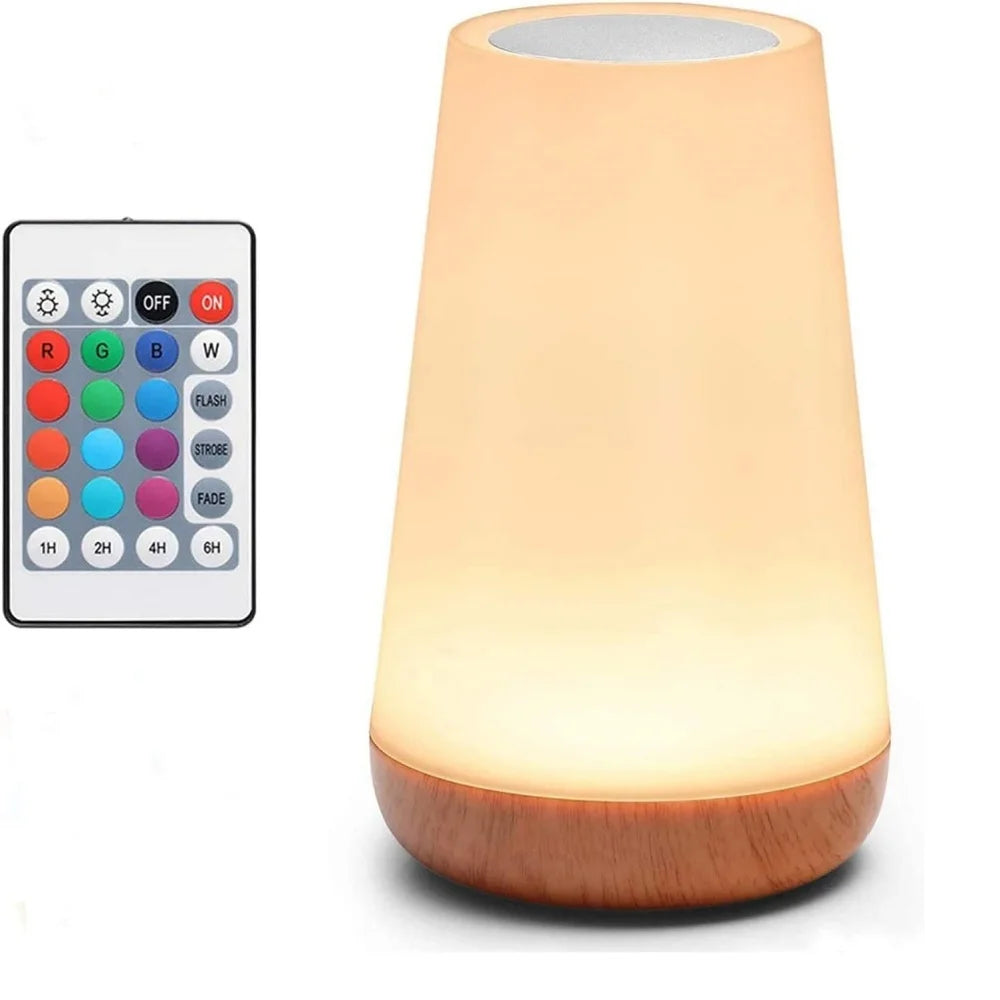 LAQTA dimmable touch lamp with adjustable brightness, modern design, and smooth surface for bedside or living room lighting
