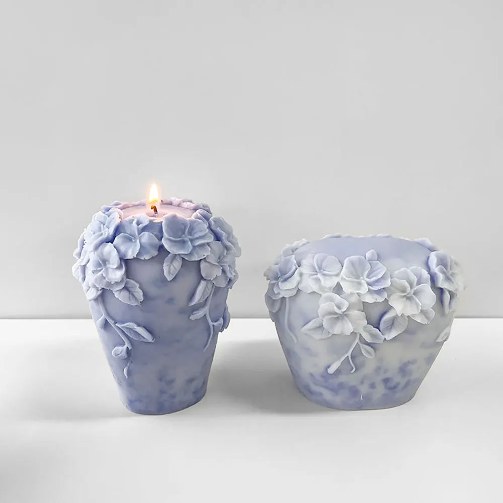 LAQTA rattan flower silicone candle mold with detailed floral design for homemade candles, flexible and easy to use.