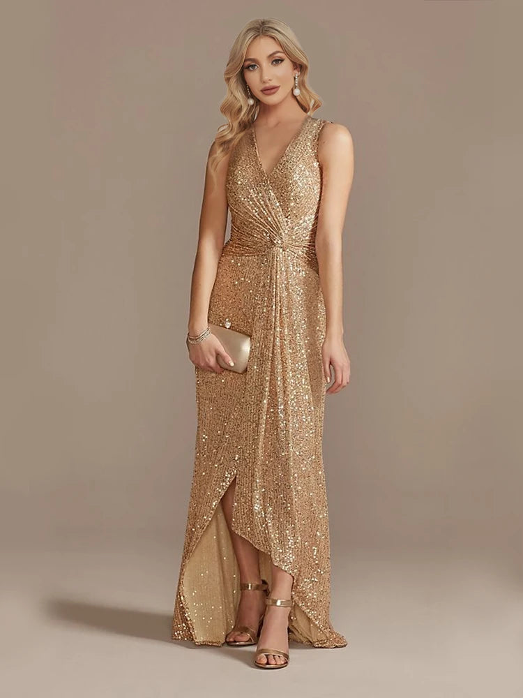 Elegant LAQTA evening dress with a flowing fabric and intricate detailing, perfect for formal occasions.