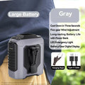 LAQTA extra-large battery waist fan with adjustable straps and dual fans for cooling comfort.