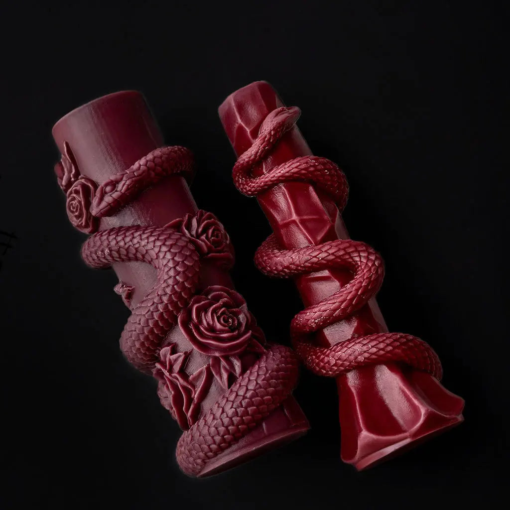 LAQTA Relief Snake Pillar Candle Mold with detailed snake design for crafting decorative candles