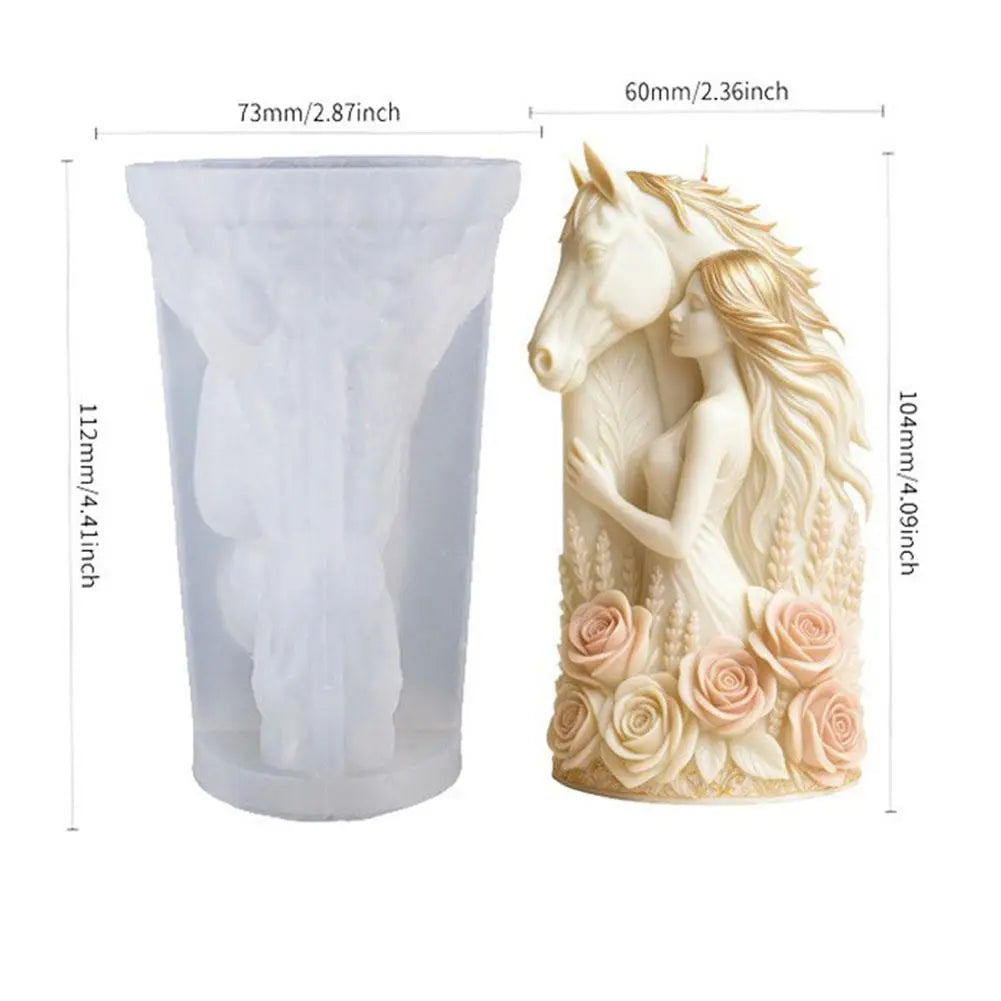 LAQTA Dreamy Horse Head Candle Mold showing a detailed horse head shape for candle making.