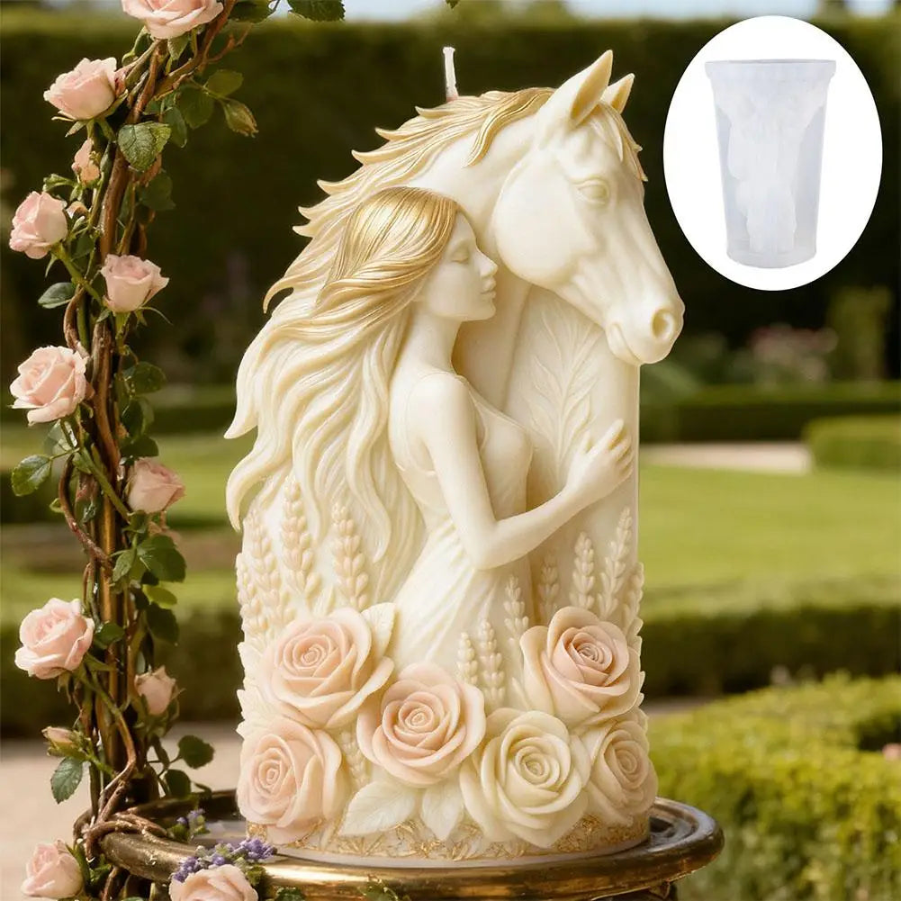 LAQTA Dreamy Horse Head Candle Mold showing a detailed horse head shape with smooth curves and intricate features.