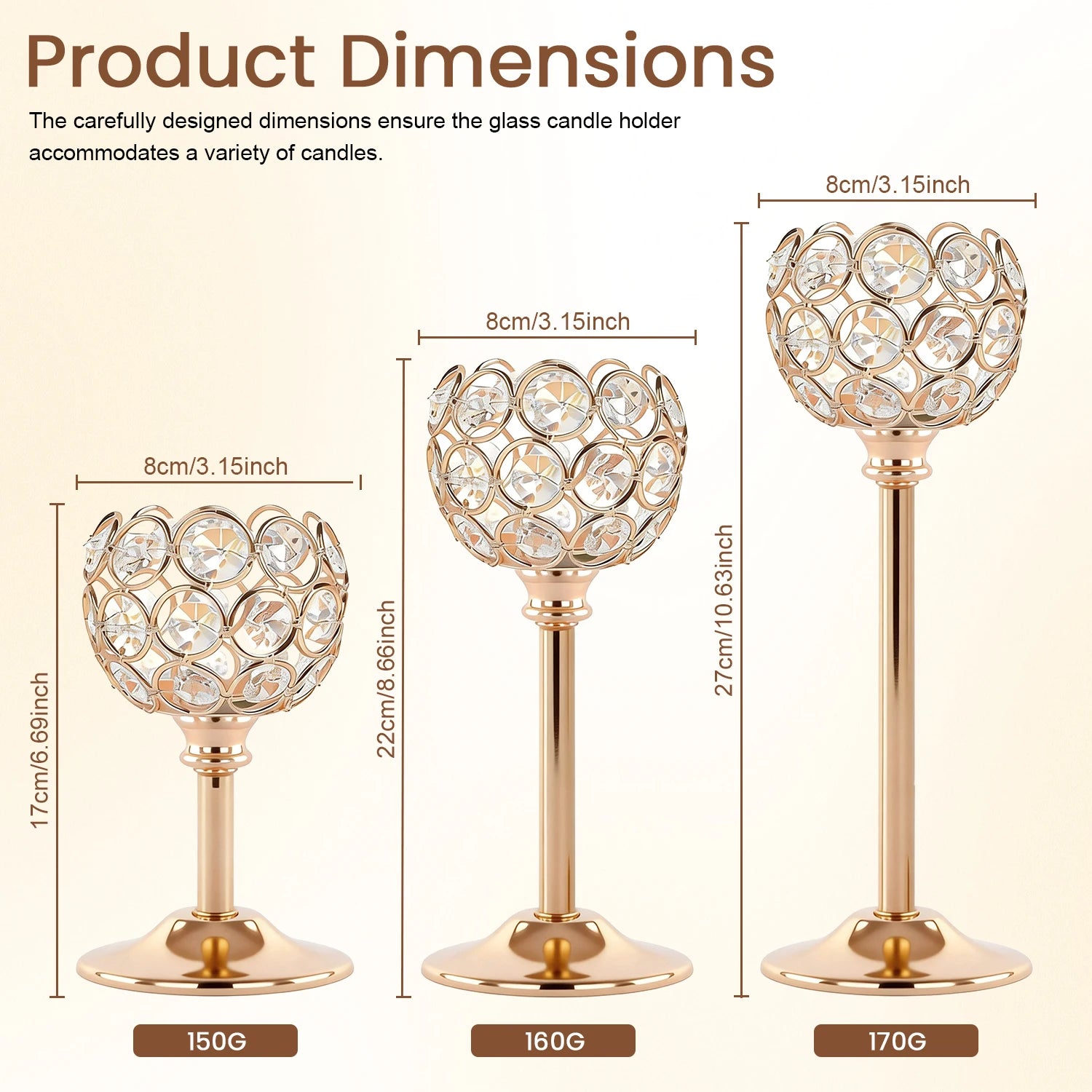 Elegant gold and silver metal glass candle by LAQTA featuring a sleek design and decorative finish.