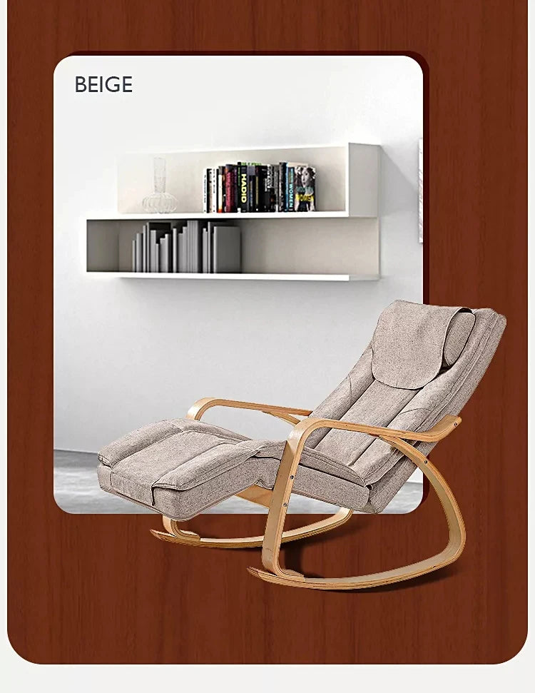 LAQTA electric rocking massage chair with plush cushioning, black upholstery, and built-in massage rollers for relaxing comfort.