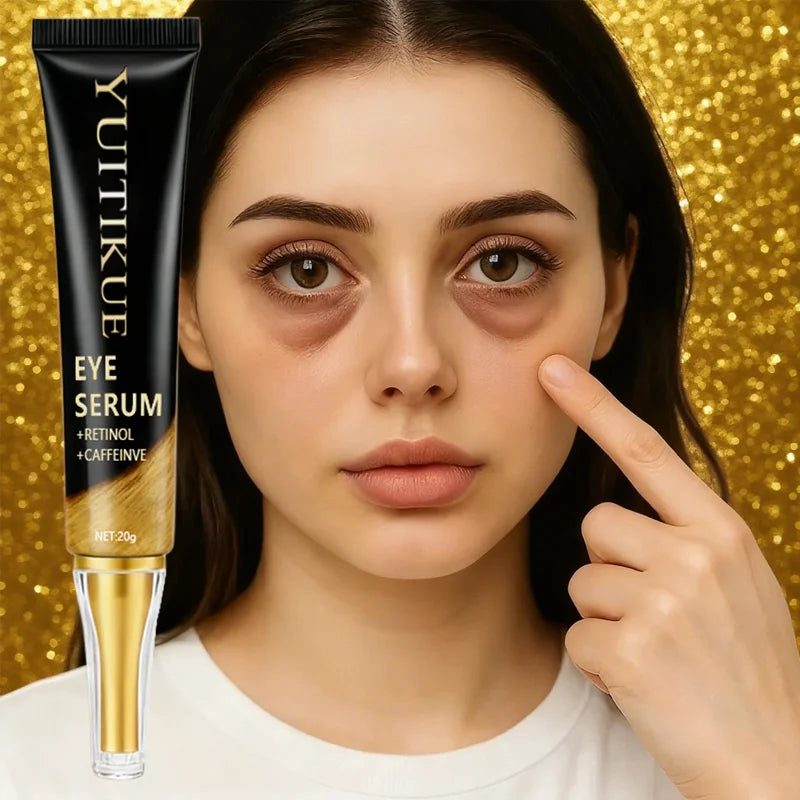 LAQTA Caffeine Eye Cream jar with skincare product visible, featuring a sleek packaging design and creamy texture.