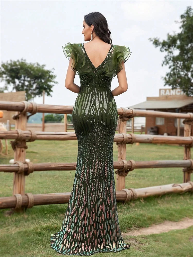 Elegant black evening dress by LAQTA featuring a fitted silhouette and stylish design, perfect for formal occasions.