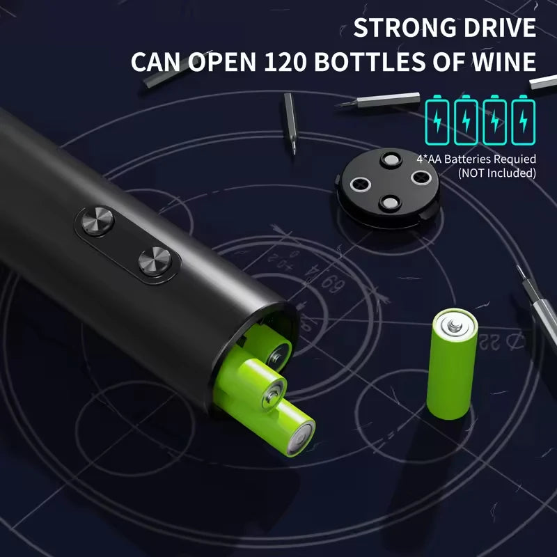 LAQTA electric wine bottle opener automatic device with sleek design, shown opening a wine bottle in a modern kitchen setting.