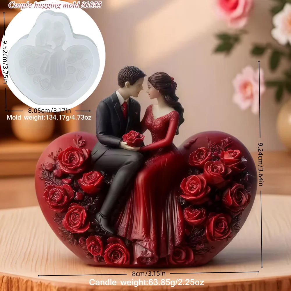 LAQTA couple aromatherapy candle silicone mold showing heart-shaped molds for making romantic candles.