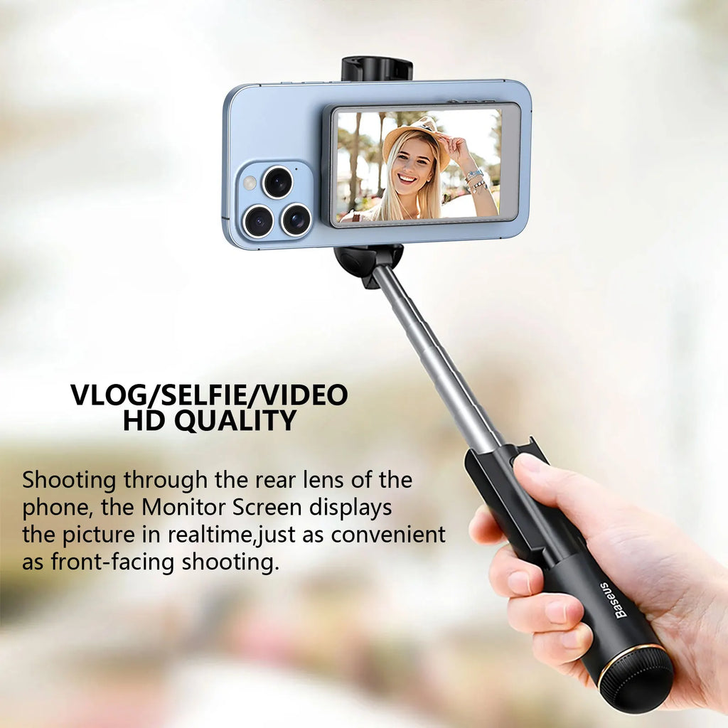 LAQTA Vlog Selfie Monitor Screen showing a compact portable display with control buttons and adjustable stand for vlogging.