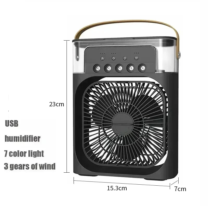 LAQTA 3-in-1 fan, air conditioner, and cooler with adjustable settings, shown in a modern living room setting.