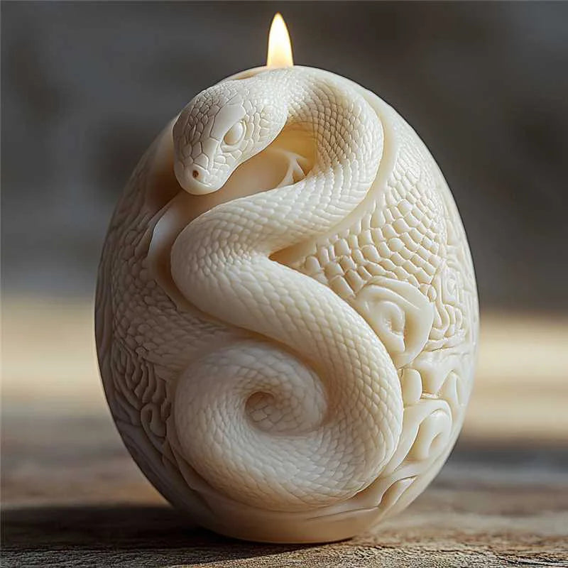 LAQTA 3D rotating snake relief candle silicone mold showing detailed snake design for candle making and craft projects