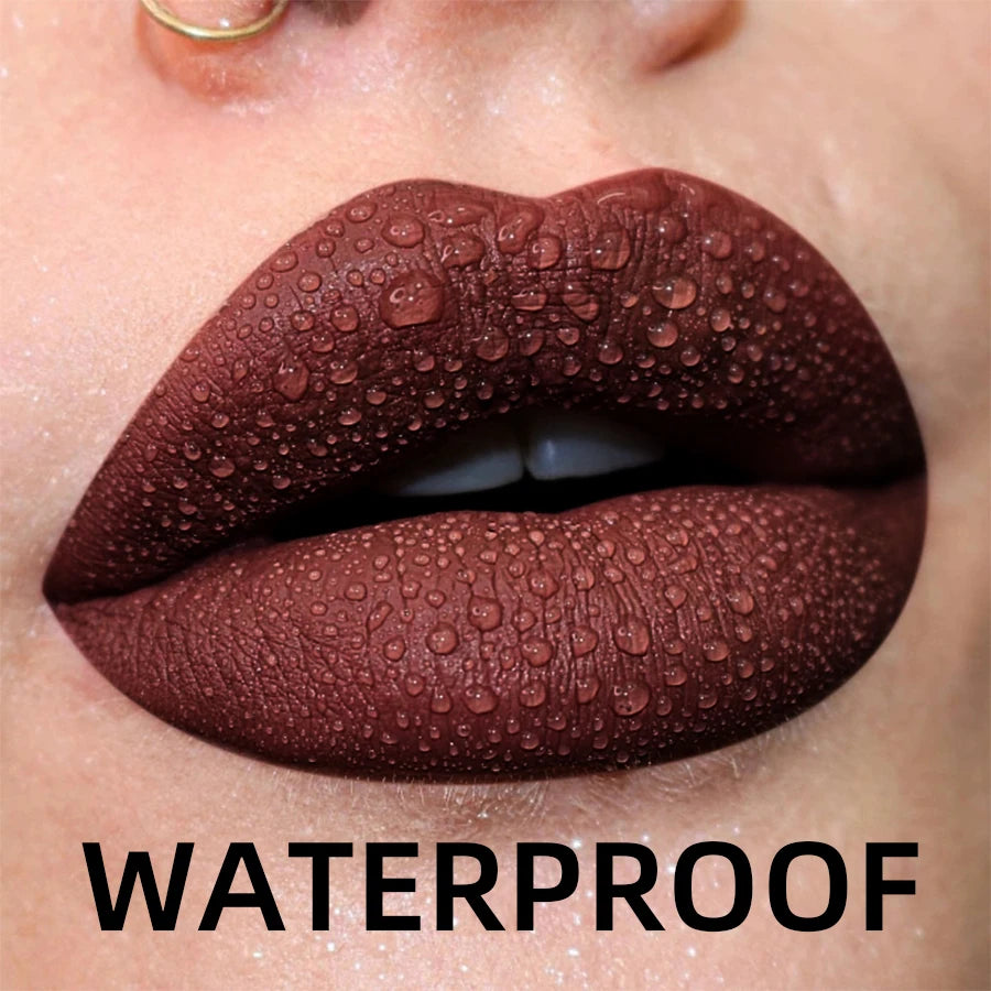 LAQTA matte velvet lip gloss in shade Sf62ffb216500495bb50244f61b5365dd, showing smooth, velvety finish on lips.