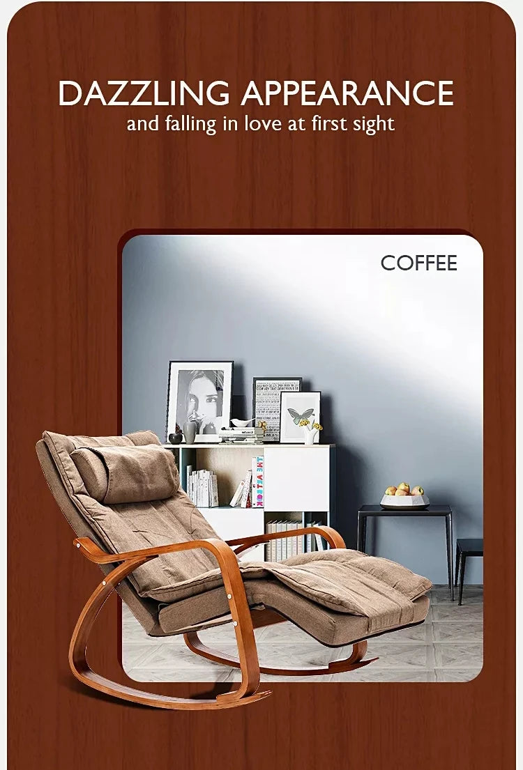 LAQTA electric rocking massage chair with padded upholstery and adjustable reclining, designed for relaxing comfort.