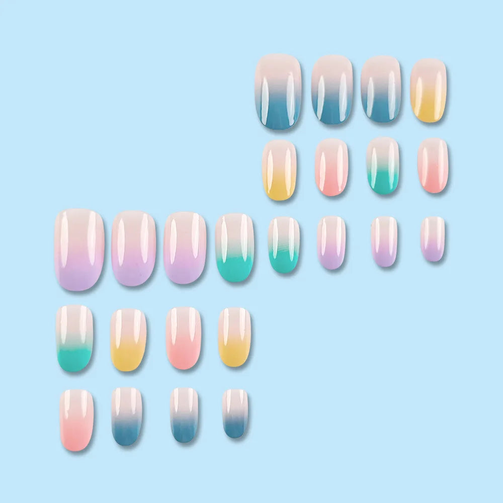 LAQTA short square fake nails with a clean, minimalist design, showcasing a natural-looking nail extension style.