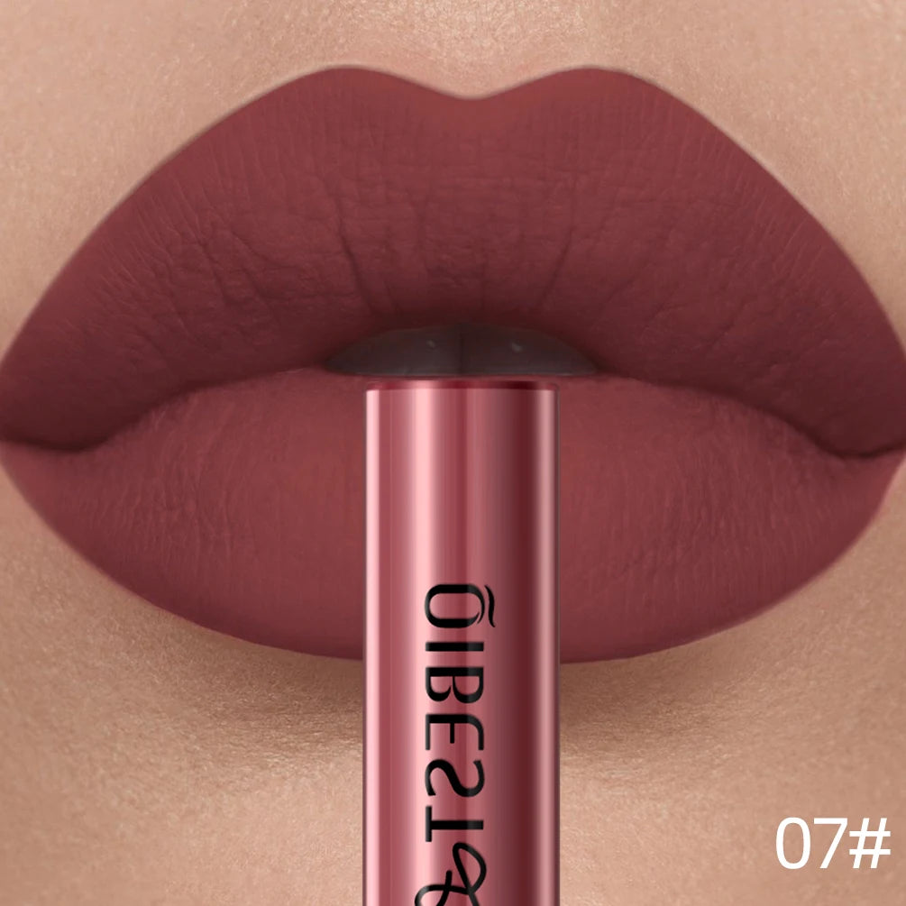 LAQTA matte liquid lipstick in a sleek tube, showcasing vibrant, long-lasting color and smooth matte finish.