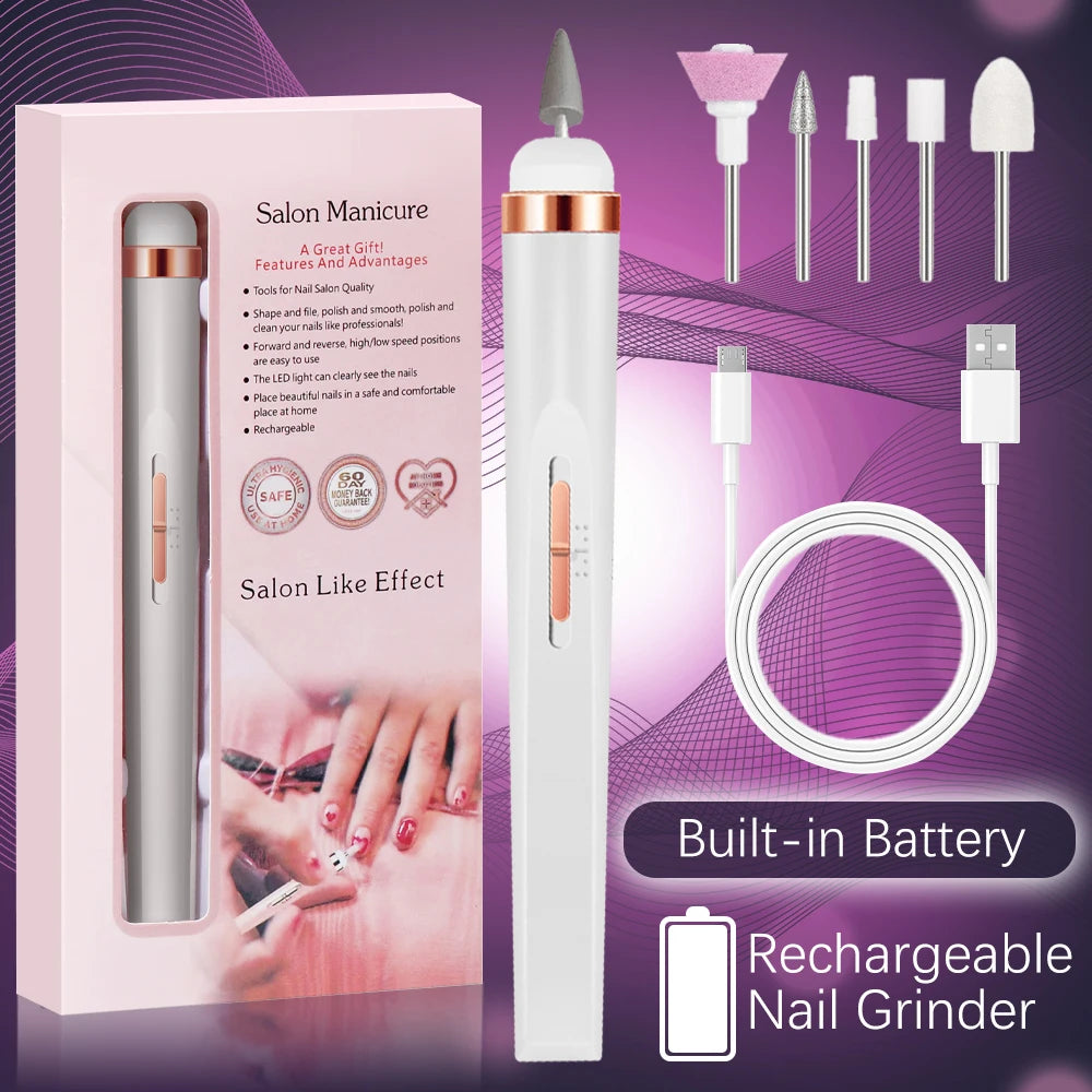 LAQTA 5-in-1 electric nail polish device showing multiple color options and sleek design for versatile manicures