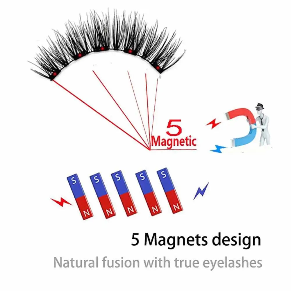 LAQTA Natural Magnetic 3D Eyelashes showcasing long, wispy synthetic lash strands with magnetic sections for easy application.