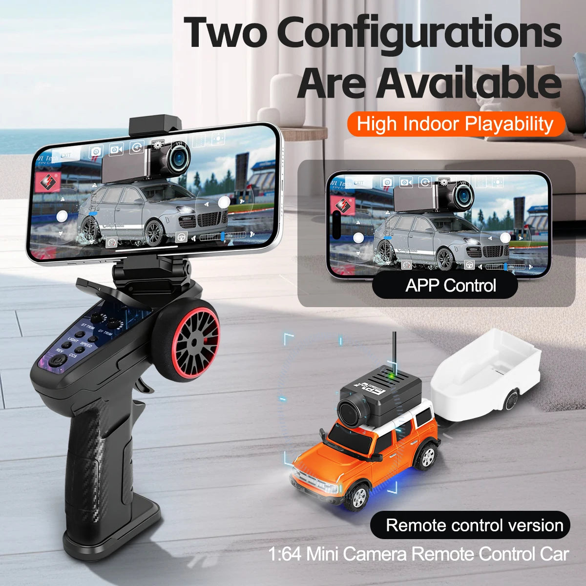 LAQTA 1/64 mini RC car with 720P FPV camera, small remote-controlled vehicle with camera for racing and aerial viewing.