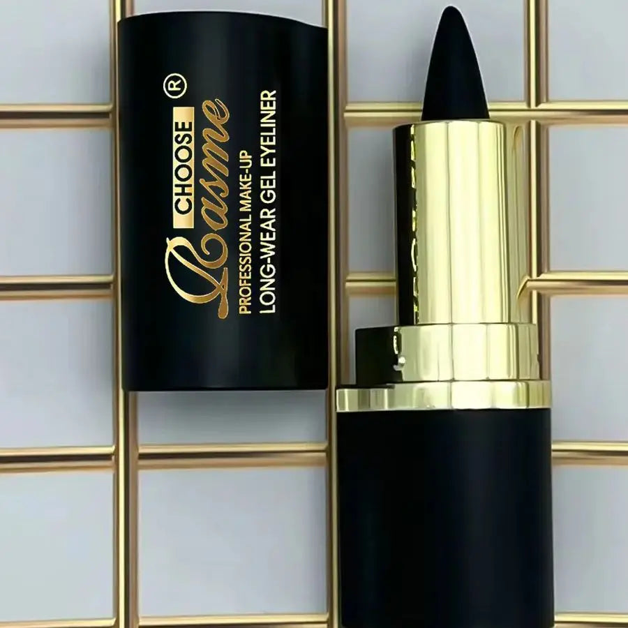 LAQTA creamy textured eyeliner with smooth application and intense color, shown in close-up view.
