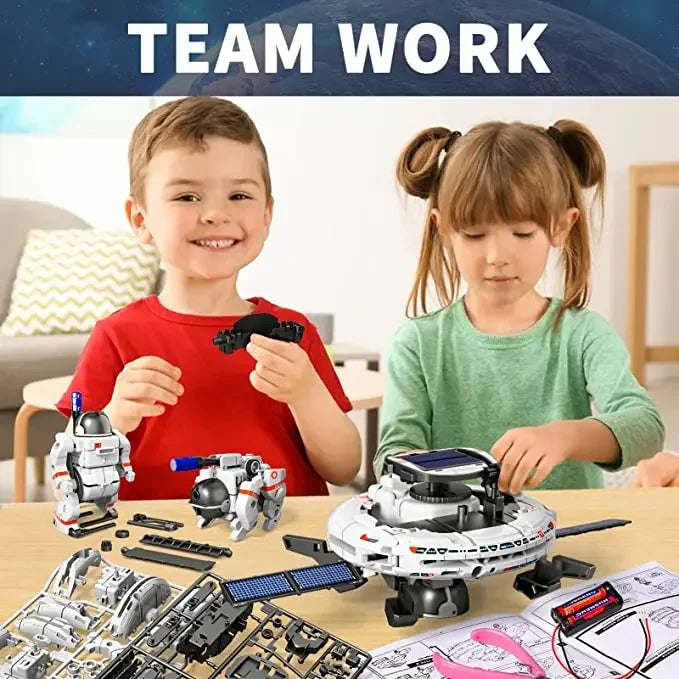 LAQTA 12-in-1 science experiment solar robot toy DIY kit with multiple robot designs and solar-powered movement.