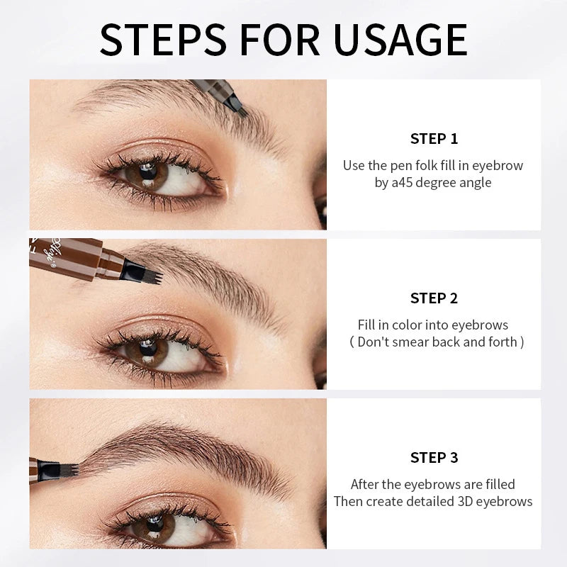 LAQTA four-pronged eyebrow pencil with a sleek design, featuring multiple tips for precise, natural-looking eyebrow shaping.