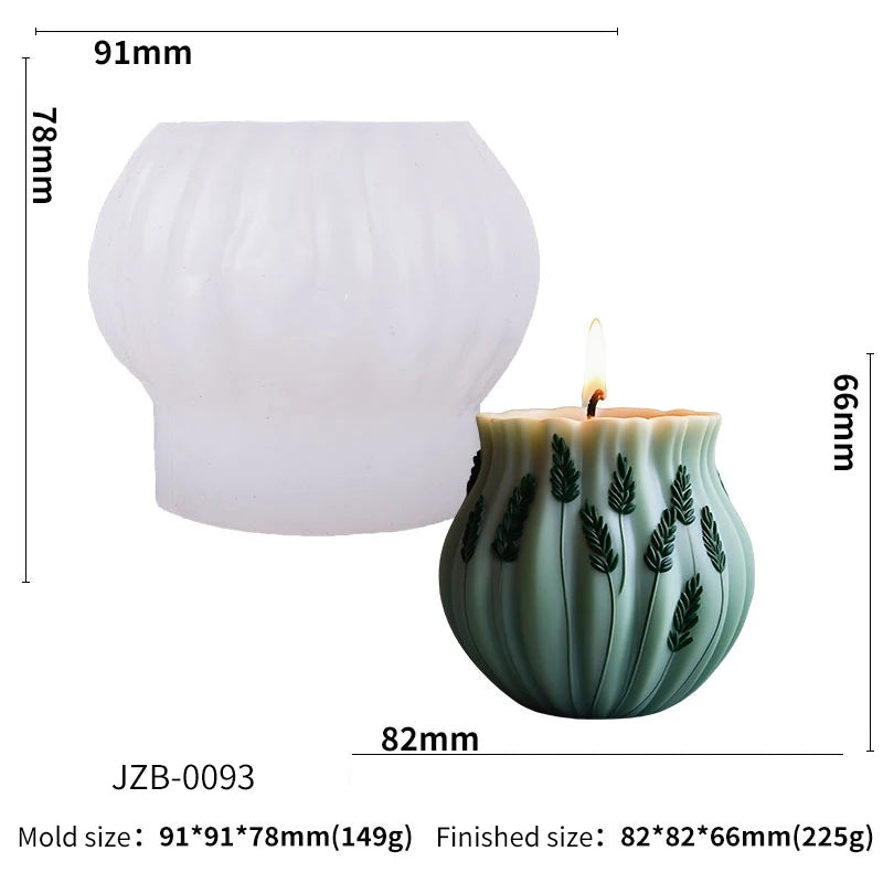 Lavender silicone candle mold by LAQTA, showing flexible, detailed mold with lavender color and intricate candle design.