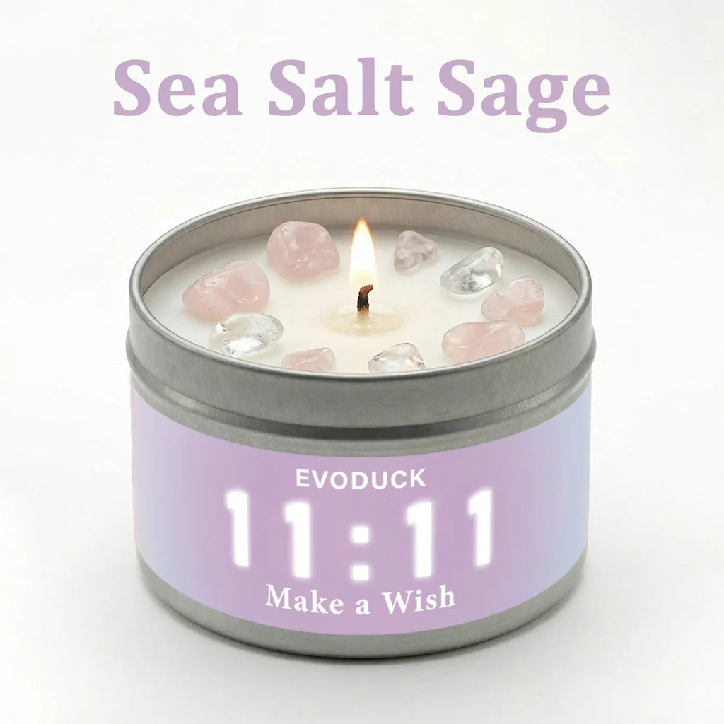 LAQTA Palo Santo scented candle in a glass jar with a wooden lid, emitting a warm, calming glow.