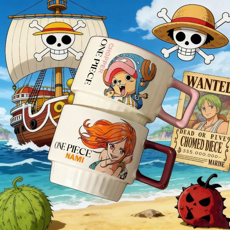 LAQTA Luffy, Zoro, and Chopper figures from One Piece, featuring detailed character designs in vibrant colors.